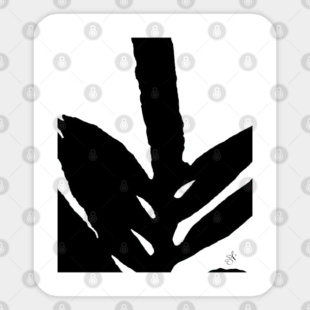 Green Fern in the Dark Black and White Sticker by ANoelleJay